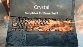  Presentation with world fire - PPT layouts with burning-laptop-and-keyboard-equipment background and a gray colored foreground