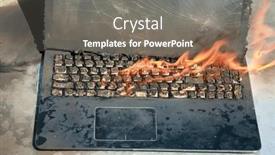  Presentation with fire damage - PPT layouts consisting of burning-laptop-and-keyboard-equipment background and a gray colored foreground