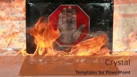  Presentation with fire damage - Slide deck consisting of burning-laptop-human-hand background and a red colored foreground