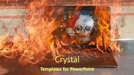  Presentation with world fire - Slide deck with burning-laptop-human-skull background and a tawny brown colored foreground