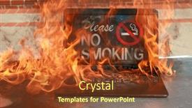  Presentation with fire damage - Presentation design having burning-laptop-laptop-computer background and a  colored foreground