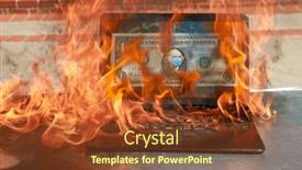  Presentation with world fire - Presentation design with burning-laptop-money background and a tawny brown colored foreground