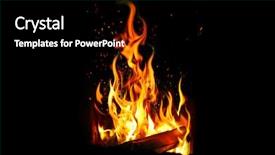  Presentation with fire - PPT theme featuring burning log and fire background and a black colored foreground