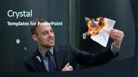  Presentation with brave - Audience pleasing presentation theme consisting of burning money - businessman burns paper contract backdrop and a tawny brown colored foreground