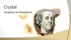  Presentation with financial budget - Presentation having burning money - financial crisis hole is background and a  colored foreground