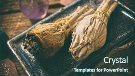  Presentation with incense - Cool new slide set with burning natural white sage incense backdrop and a tawny brown colored foreground