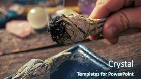  Presentation with natural - Colorful presentation design enhanced with burning natural white sage incense backdrop and a ocean colored foreground