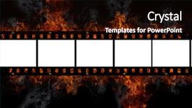  Presentation with old film - PPT theme having burning old film frame background and a wine colored foreground