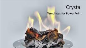  Presentation with burning paper - PPT theme featuring burning paper on a metal background and a light gray colored foreground