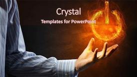  Presentation with power media - Slides with burning power icon mixed media background and a wine colored foreground