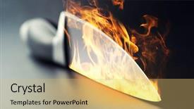  Presentation with chef - Colorful presentation theme enhanced with burning professional kitchen knife backdrop and a yellow colored foreground