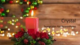  Presentation with candle christmas - Presentation design enhanced with burning red candle in festive background and a coral colored foreground