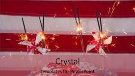  Presentation with cupcakes - Cool new slides with burning sparkler on decorated cupcakes against american flag backdrop and a red colored foreground