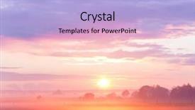  Presentation with land - Presentation consisting of burning sunset grass land background and a light blue colored foreground