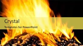  Presentation with wood pellet - Beautiful presentation theme featuring burning wood pellet with flame backdrop and a  colored foreground