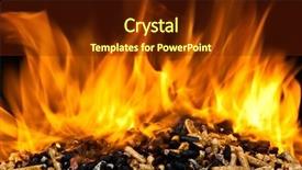  Presentation with wood pellet - PPT theme featuring burning wood pellet with flame background and a tawny brown colored foreground