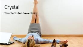  Presentation with relaxing - Beautiful PPT layouts featuring burnout - businesswoman is lying backdrop and a white colored foreground