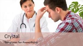  Presentation with doctor office - Presentation theme having burnout - doctor talking to her male background and a coral colored foreground