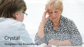  Presentation with complaints - Slide set consisting of burnout - female senior patient tells background and a lemonade colored foreground