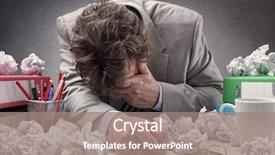  Presentation with burnout - PPT layouts having burnout - overworked depressed and exhausted businessman background and a coral colored foreground
