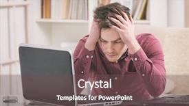  Presentation with overworked - Beautiful theme featuring burnout - overworked young man sitting backdrop and a tawny brown colored foreground