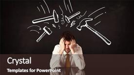  Presentation with burnout - Colorful theme enhanced with burnout - young depressed businessman sitting backdrop and a tawny brown colored foreground