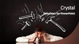  Presentation with burnout - Amazing slide set having burnout - young depressed businessman sitting backdrop and a dark gray colored foreground