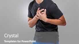  Presentation with heart attack - Cool new presentation theme with burns injury - man suffer from heart attack backdrop and a gray colored foreground