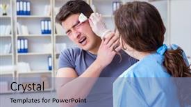  Presentation with black female - Slides having burns injury - young man visiting female traumatologist background and a seafoam green colored foreground