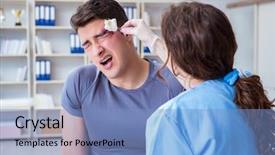  Presentation with black female - PPT layouts consisting of burns injury - young man visiting female traumatologist background and a light blue colored foreground