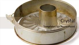  Presentation with xray tube - Audience pleasing PPT theme consisting of burnt cake - old fluted tube baking pan backdrop and a  colored foreground