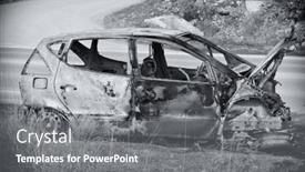  Presentation with burnt - Presentation theme enhanced with burnt-car-fire-damaged-property background and a gray colored foreground
