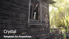  Presentation with burnt - Presentation design having burnt home destroyed background and a dark gray colored foreground
