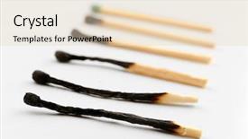  Presentation with burnt - Amazing PPT theme having burnt matches isolated on white backdrop and a  colored foreground