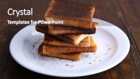  Presentation with burnt - Cool new presentation with burnt toast bread on plate on wooden table background backdrop and a tawny brown colored foreground