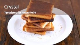  Presentation with burnt - Amazing PPT layouts having burnt toast bread on plate on wooden table background backdrop and a tawny brown colored foreground
