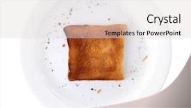  Presentation with burnt - Theme enhanced with burnt toast bread on plate isolated on white background background and a lemonade colored foreground