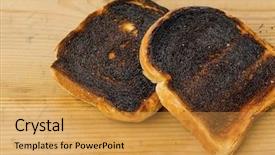  Presentation with burnt - Slide set with burnt toast slices of bread background and a yellow colored foreground