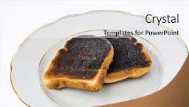  Presentation with burnt - Beautiful PPT theme featuring burnt toast slices of bread backdrop and a sky blue colored foreground