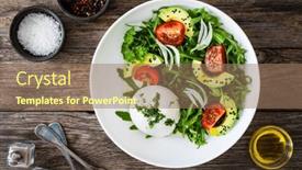  Presentation with leafy greens - Slide set with burrata-cheese-with-leafy-greens background and a coral colored foreground