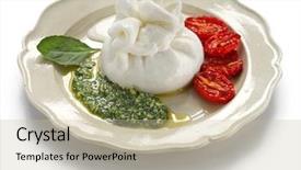  Presentation with mozzarella cheese - Slide set enhanced with burrata fresh italian cheese made background and a soft green colored foreground