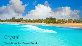  Presentation with mediterranean - Colorful theme enhanced with burriana-beach-in-castellon backdrop and a cyan colored foreground