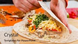  Presentation with tortilla - Slide set having burrito - chef making tortilla background and a coral colored foreground