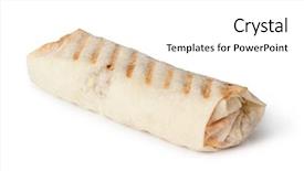  Presentation with sandwich - Presentation theme having burrito - chicken fajita wrap sandwich background and a white colored foreground