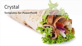  Presentation with kebab - Cool new theme with burrito - turkish kebab yufka isolated backdrop and a white colored foreground