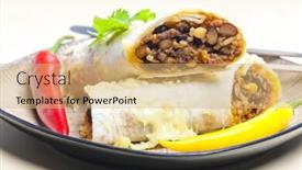  Presentation with meat beef - Cool new PPT theme with burrito-filled-with-beef-minced backdrop and a coral colored foreground