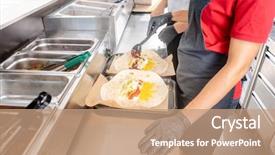  Presentation with food tortilla - Cool new presentation design with woman preparing burrito backdrop and a  colored foreground