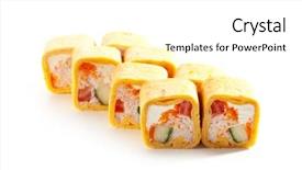  Presentation with cucumber cream - PPT theme with burrito maki sushi - roll made of crab mix cream cheese cucumber and tomato inside mexican pancake outside background and a white colored foreground