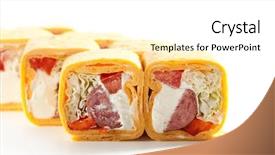  Presentation with pancake - Beautiful presentation featuring burrito maki sushi - roll made of smoked salmon and cream cheese inside mexican pancake outside backdrop and a white colored foreground