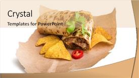  Presentation with breakfast burrito - Cool new PPT layouts with burrito with chips on parchment backdrop and a lemonade colored foreground